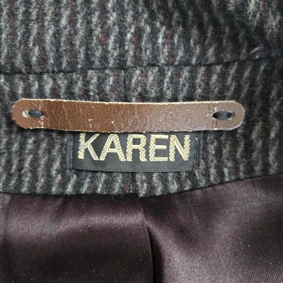 Vintage Karen Womens Wool Cashmere Peacoat Size Medium Black Gray 80s Whimsigoth - Picture 9 of 13